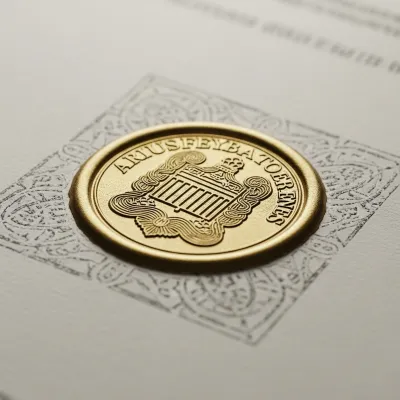Sello oficial dorado en un documento, un paso final al saber cuánto cuesta apostillar un documento en México.