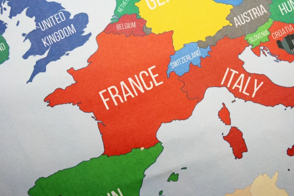 Idiomas más hablados en el mundo: Fotografía de un mapa donde se ven países europeos de diferentes colores.